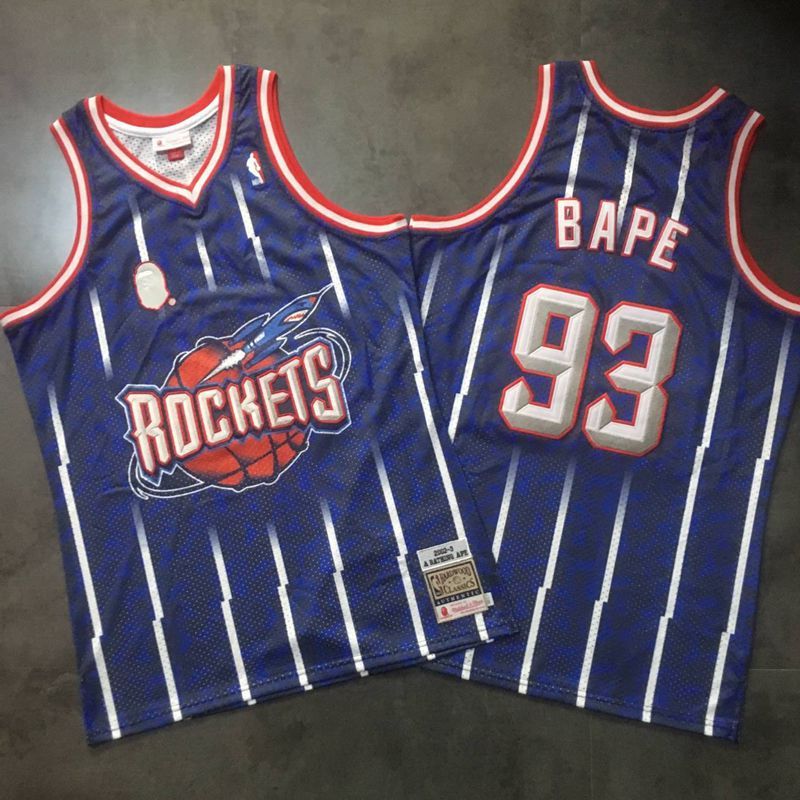 Men Houston Rockets #93 Bape Blue Trowback Swingman NBA Jersey->houston rockets->NBA Jersey